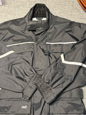 Tour Master Men's Motorcycle Black Reflective Raincoat